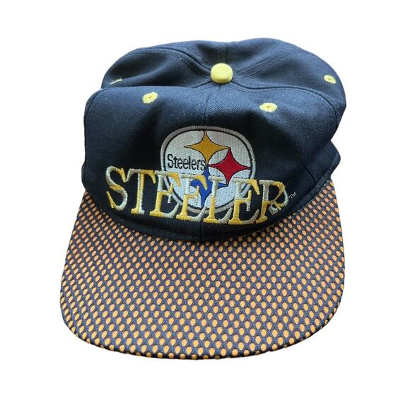 Pittsburgh Steelers Cap Embroidered #1 Apparel Snapback Hat Black Gold Vtg 90’s - Picture 2 of 6